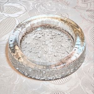 VTG ROUND art glass tray by Littala Visa/Ritte. Textured bottom. Timo Sarpaneva